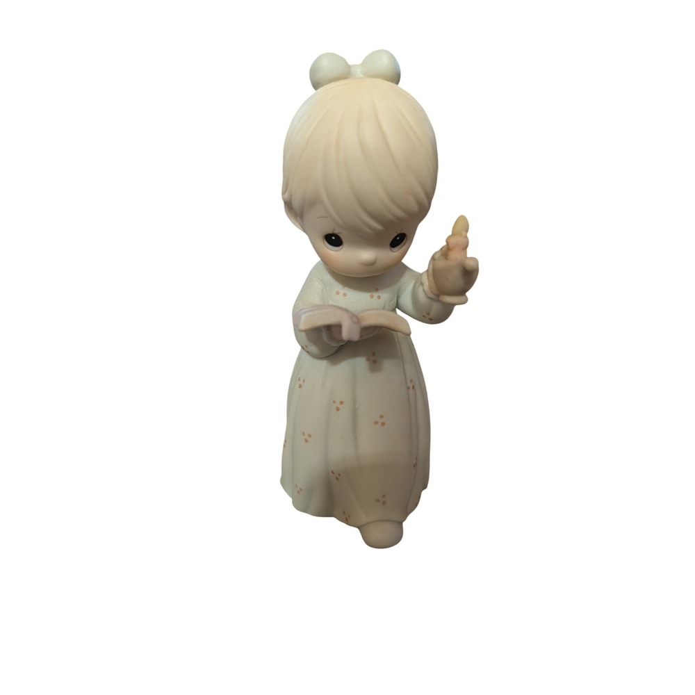 Precious Moments Once Upon A Holy Night Girl Candle Figurine 1990 Blue Good